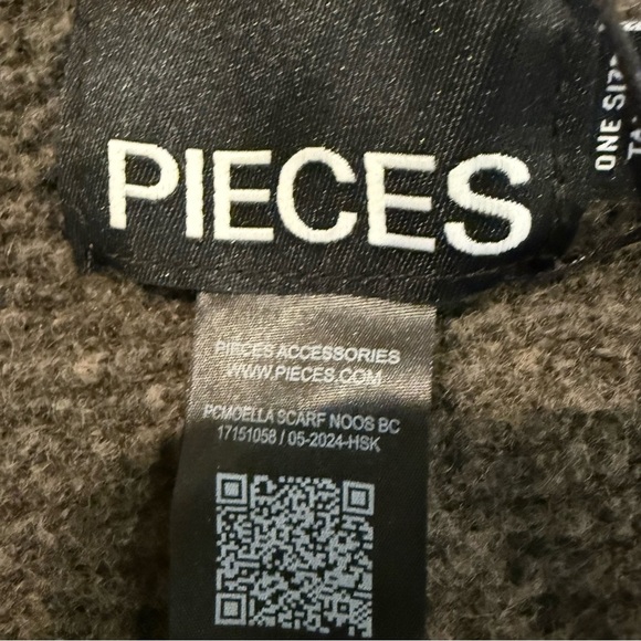 Pieces Cashmere Wool Blend Wrap Scarf Heathered Brown Knit Soft Feminine Warm - Picture 5 of 8